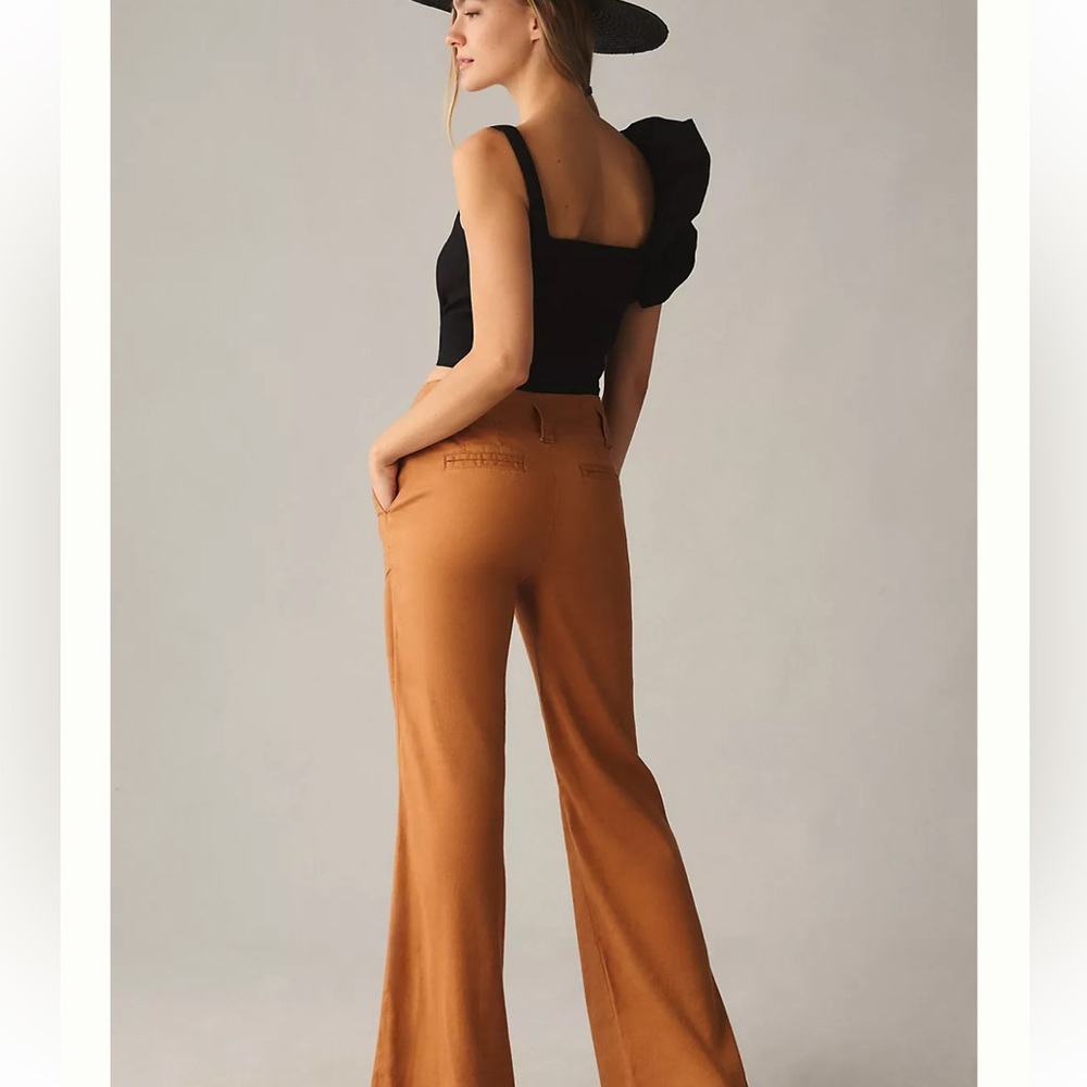 ANTHROPOLOGIE THE MAEVE‎ NAOMI WIDE-LEG FLARE PANT IN RUST BROWN COASTAL COWGIRL - Picture 4 of 15
